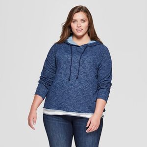 WOMEN'S Plus Size Long Sleeve Hoodie Sweatshirt - Universal Thread Navy